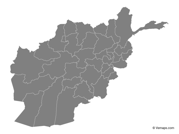 Grey Map of Afghanistan with Provinces