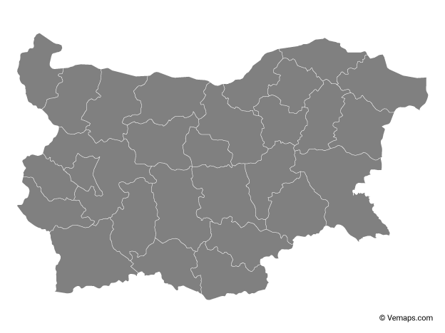 Grey Map of Bulgaria with Provinces