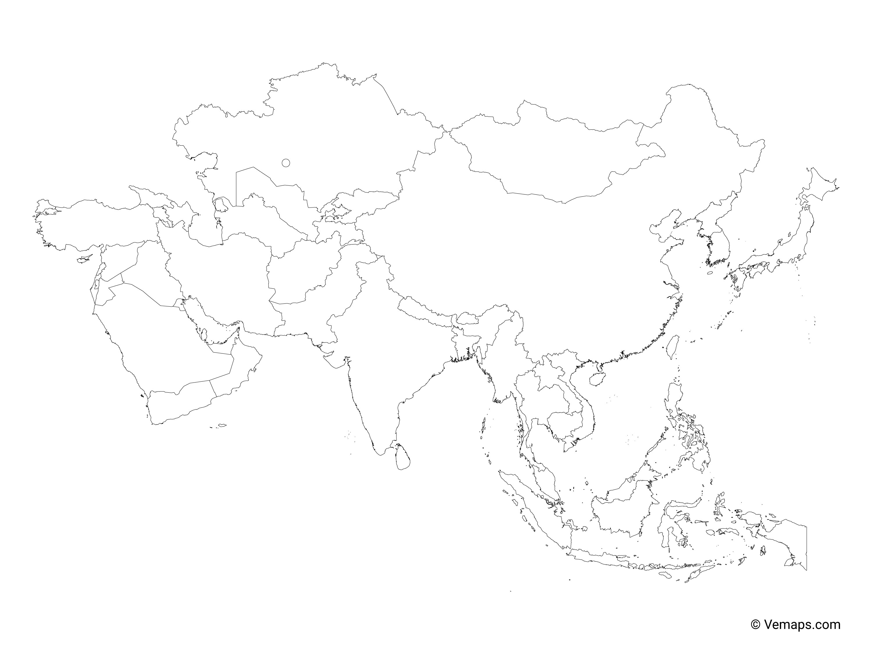 asia world map blank