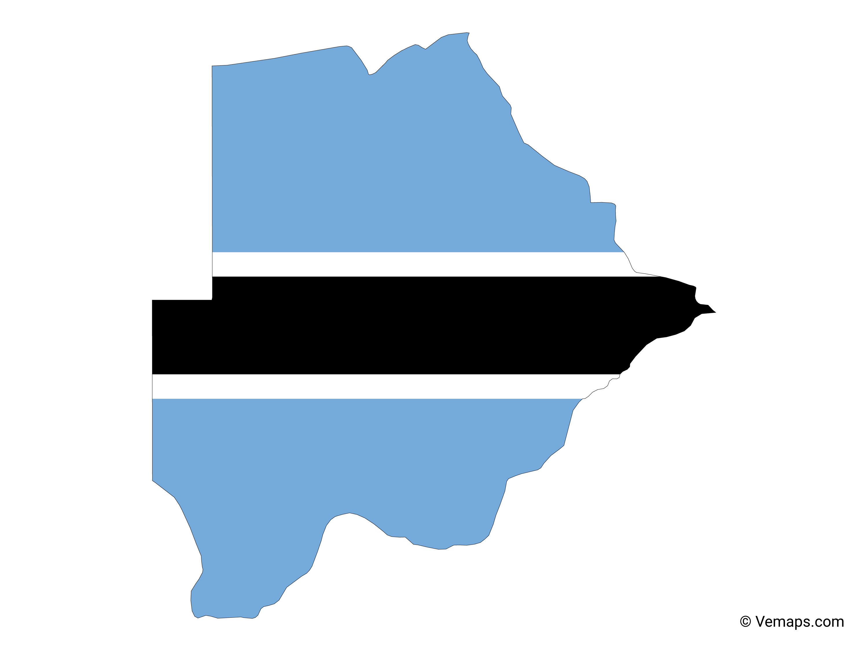 Flag Map Of Botswana Free Vector Maps