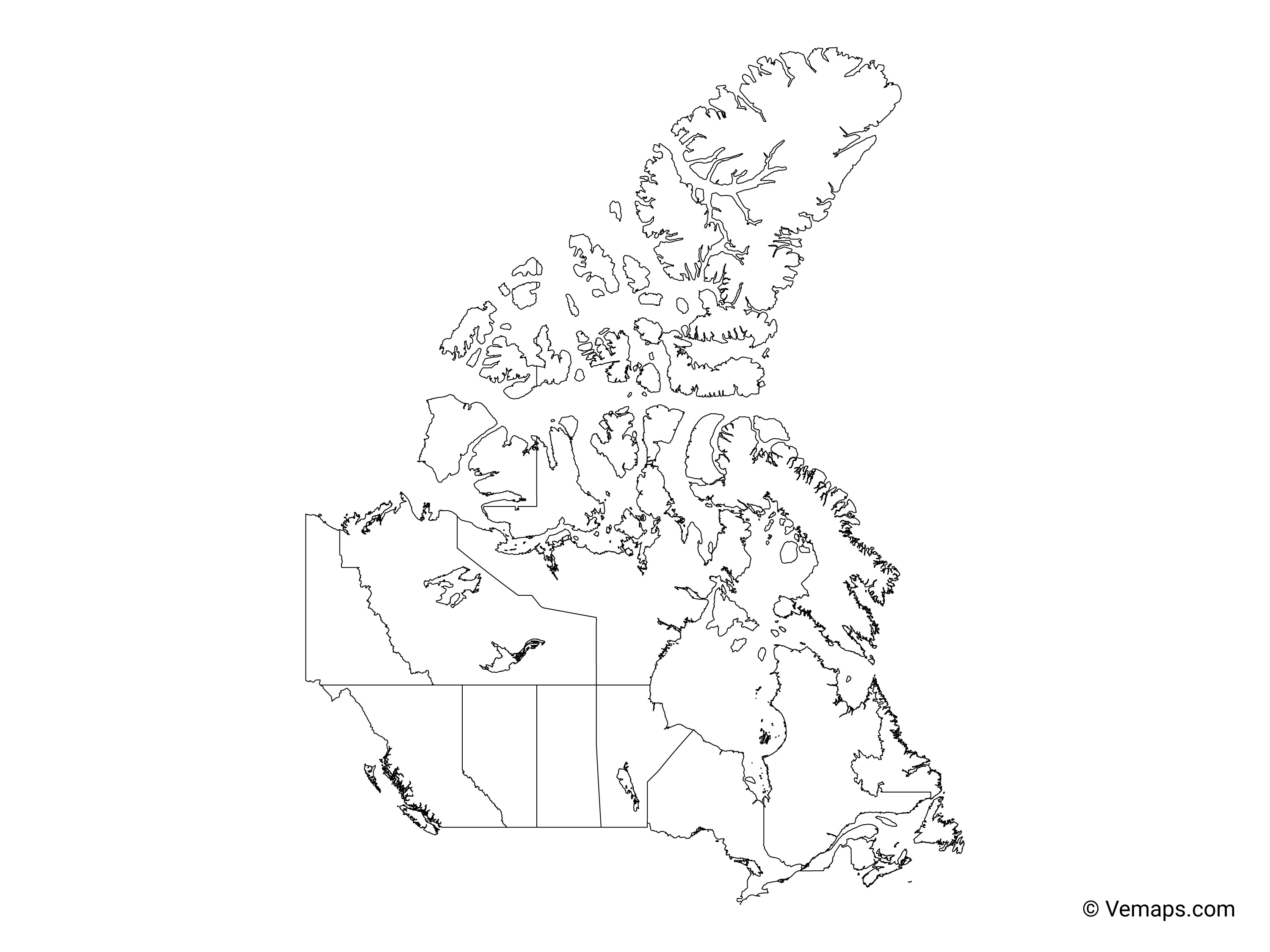 blank map of canada provinces