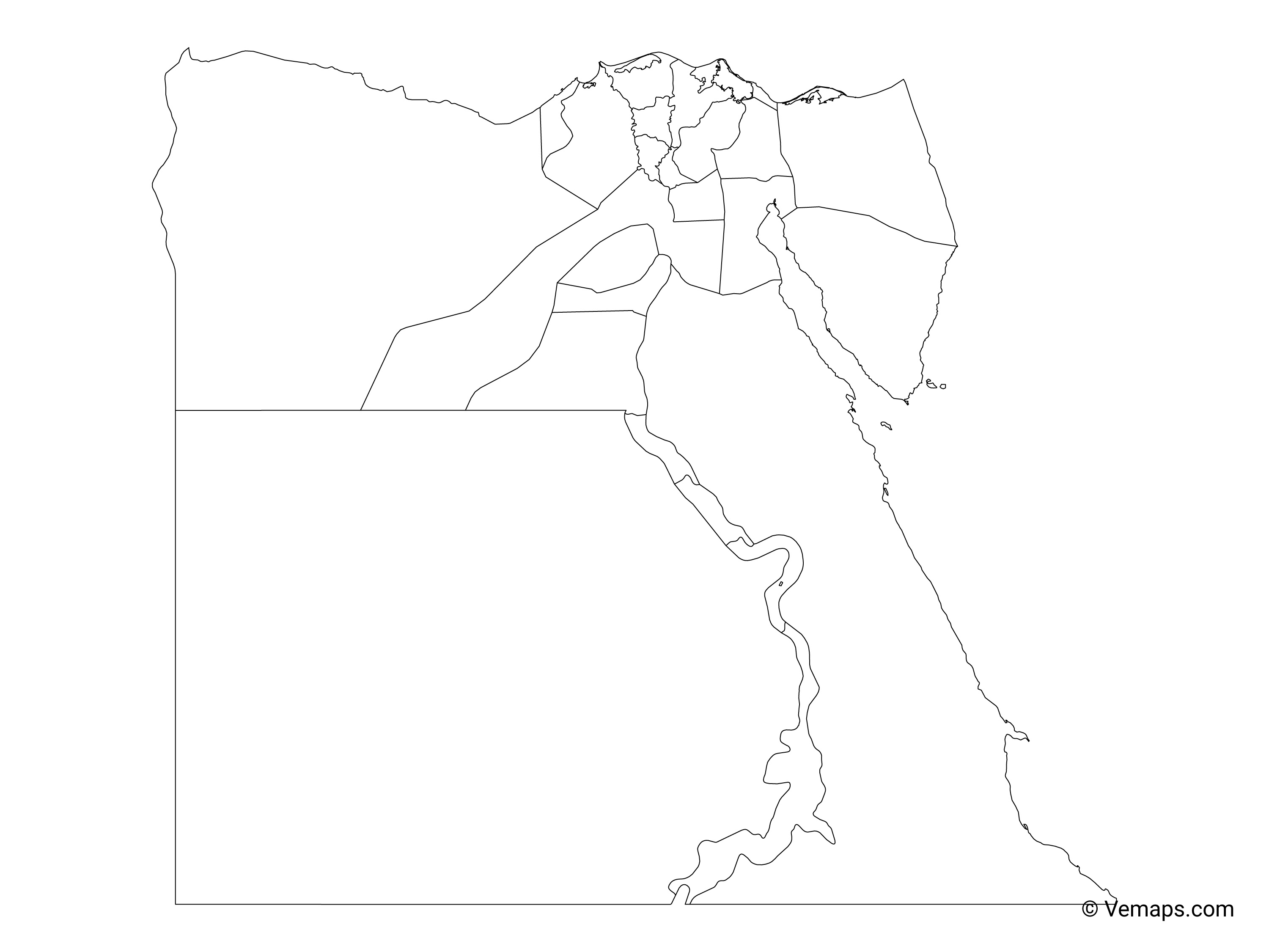 Free Printable Outline Map Of Egypt