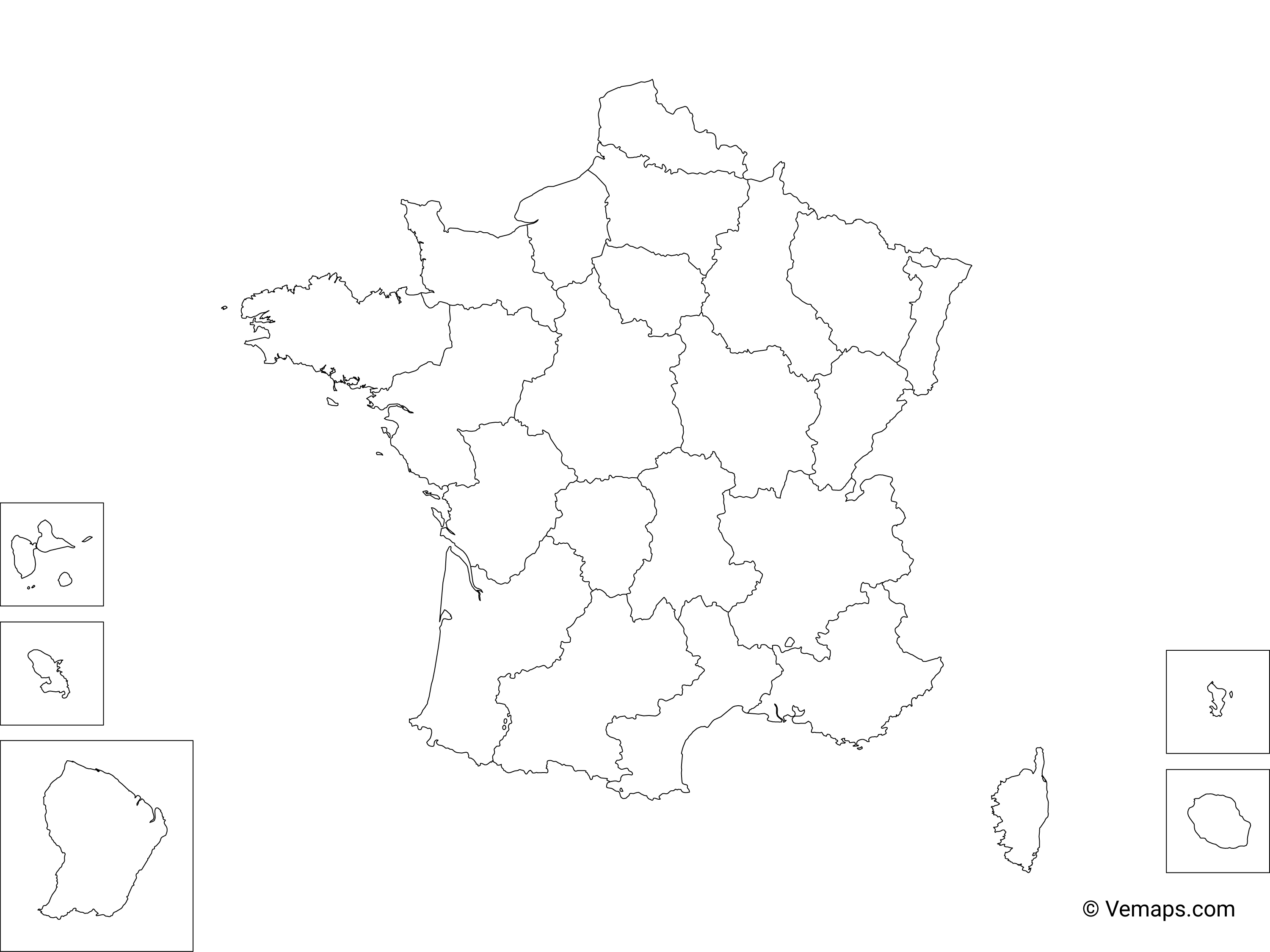 Free Map Of France Outline Map Of France With Regions | Free Vector Maps