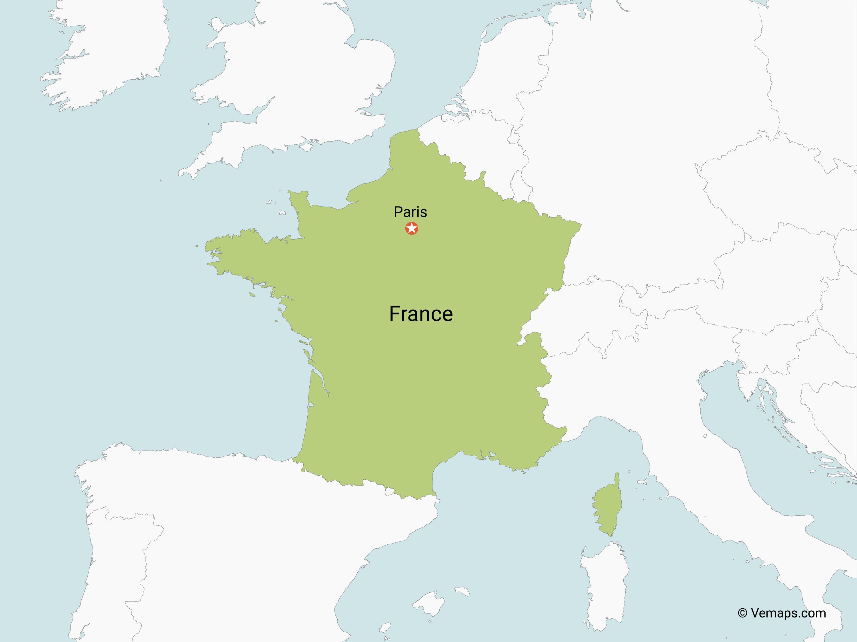 Map Of France And Its Neighbouring Countries Map of France with Neighbouring Countries | Free Vector Maps