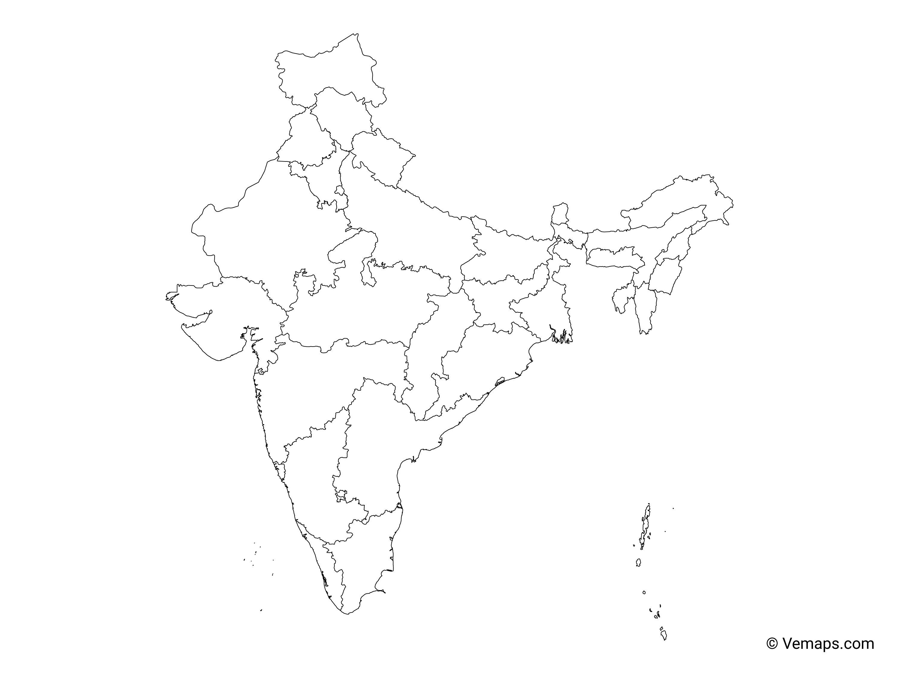 India Map With States Outline  Calendrier 2022