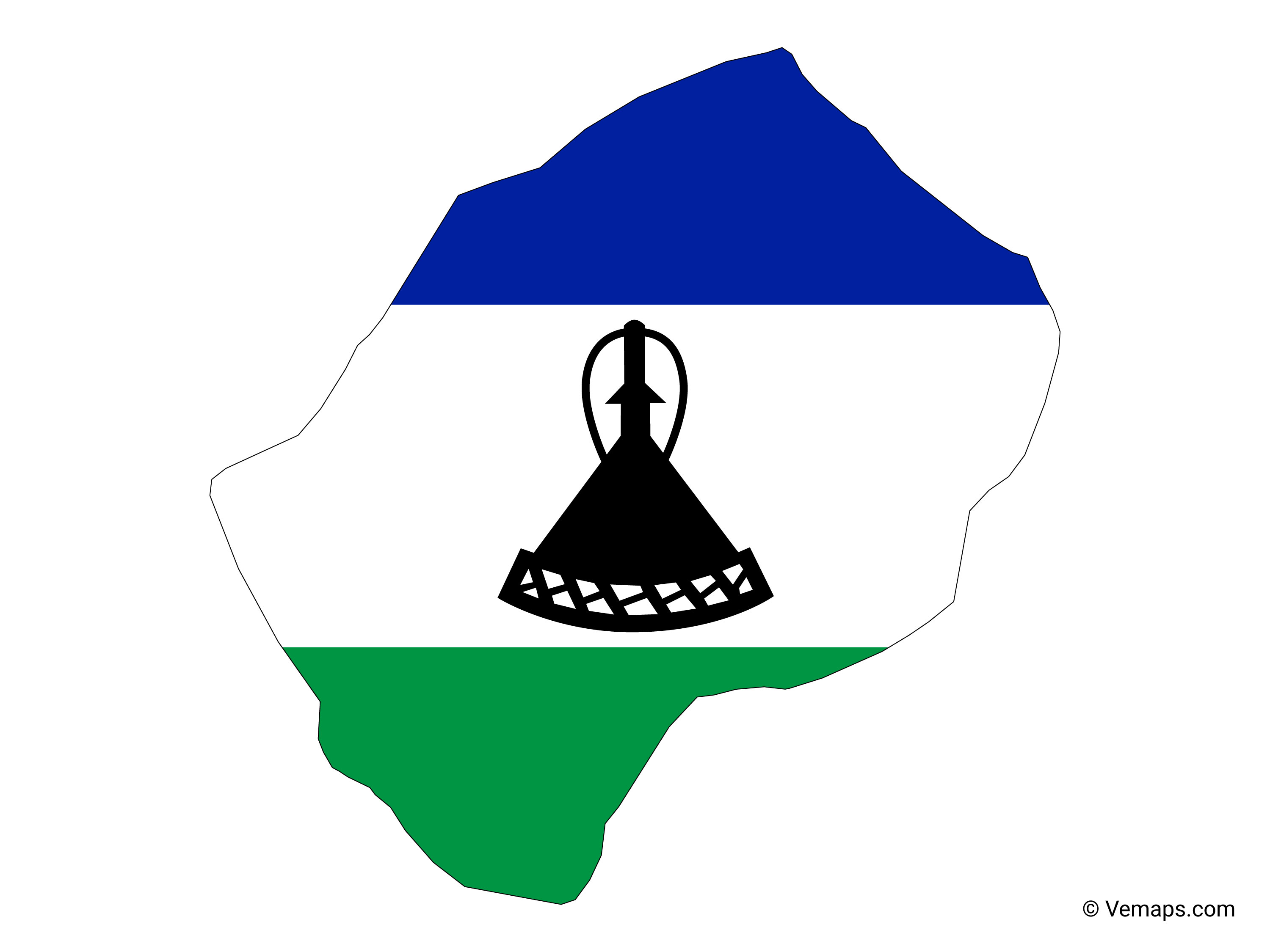Flag Map Of Lesotho Free Vector Maps Flag Map Of Lesotho Free Vector Maps