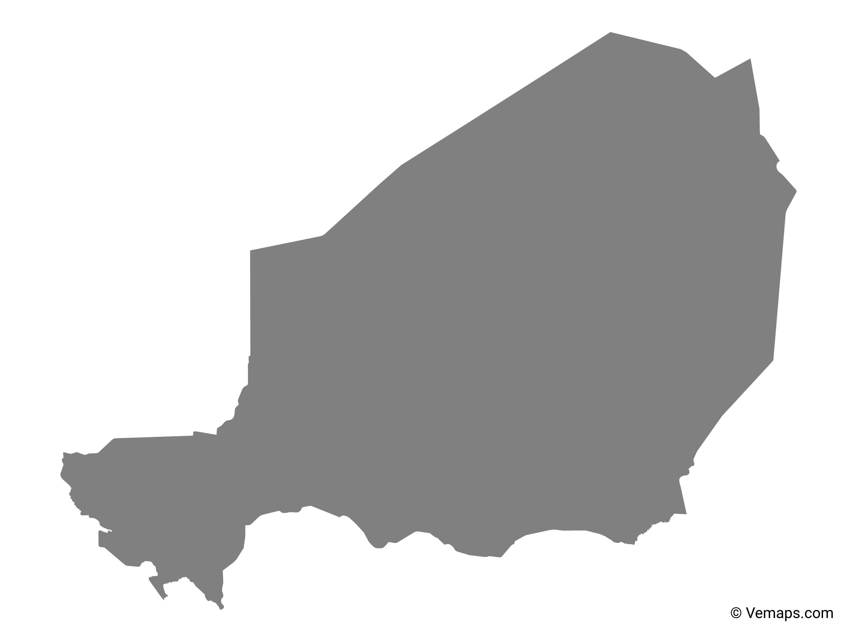 Grey Map of Niger | Free Vector Maps