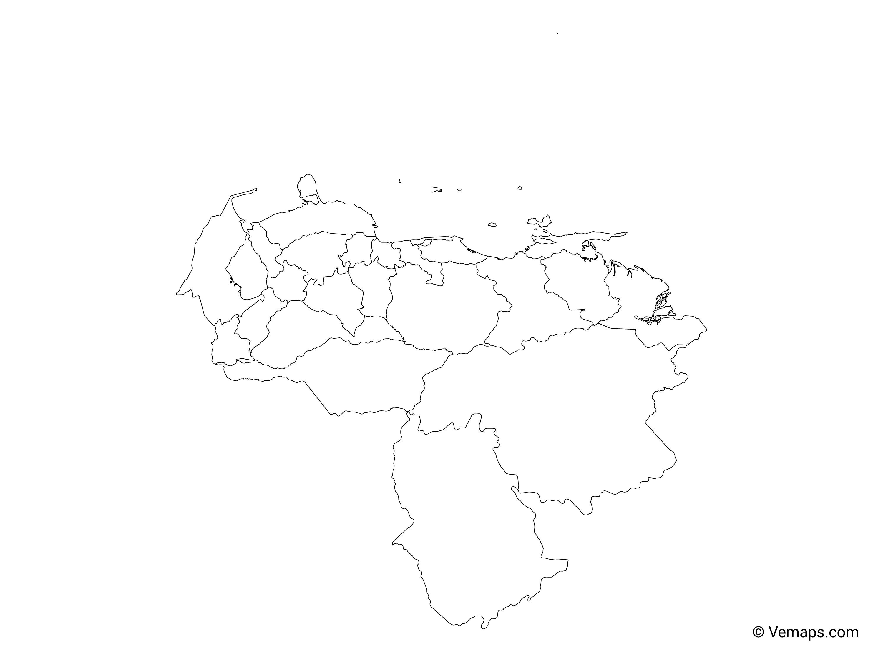 Outline Map Of Venezuela With States Free Vector Maps