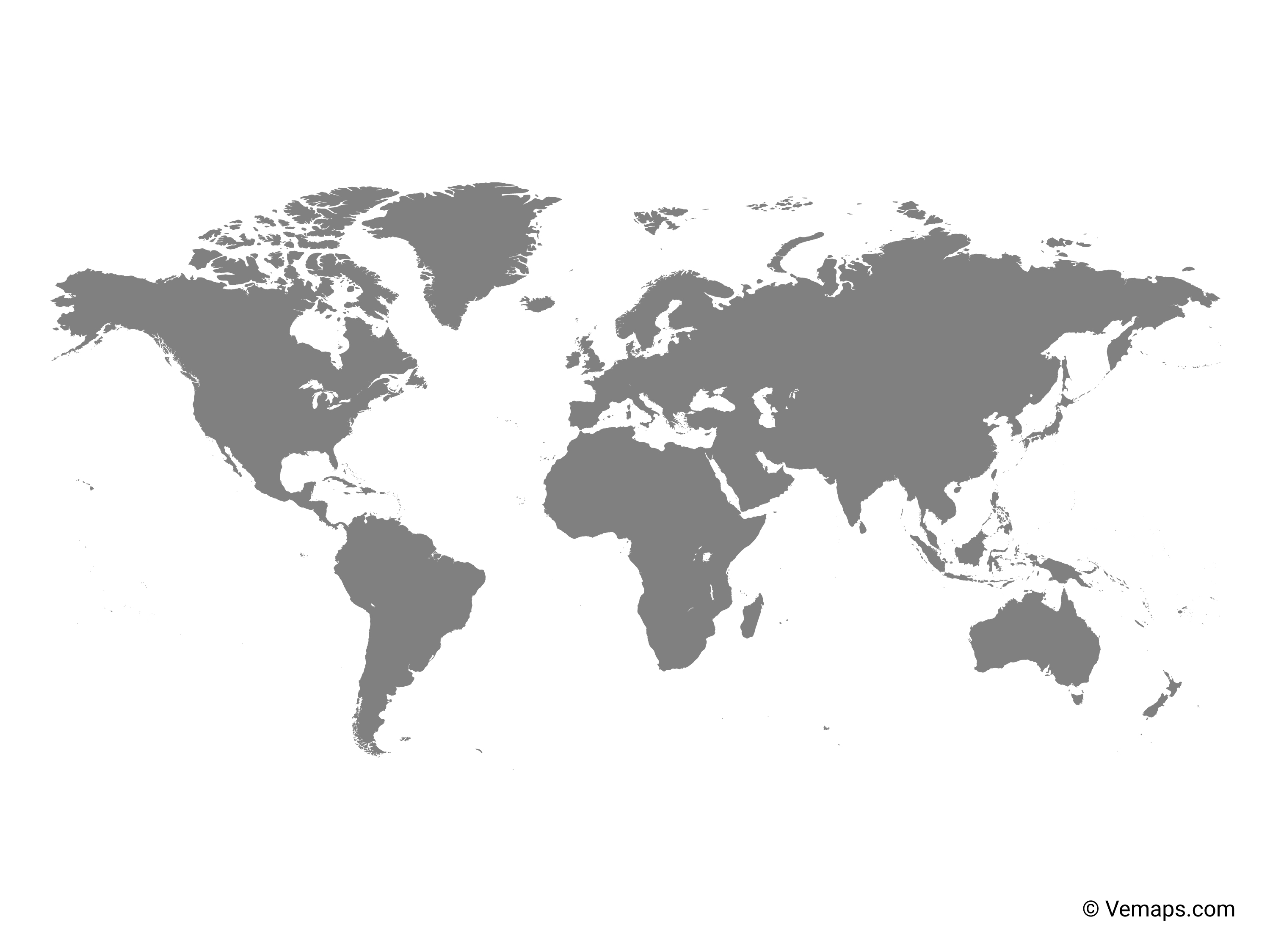 Grey Map Of The World Grey Map of the World   Miller projection | Free Vector Maps