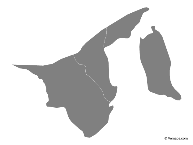 Grey Map of Brunei with Districts