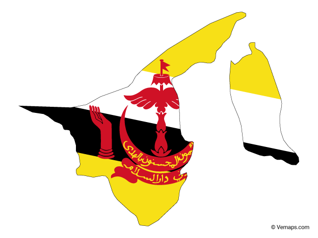 Flag Map of Brunei