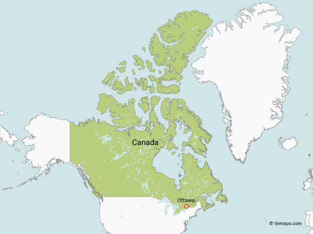 Map of Canada with Neighbouring Countries