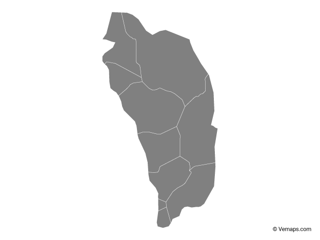 Grey Map of Dominica with Parishes