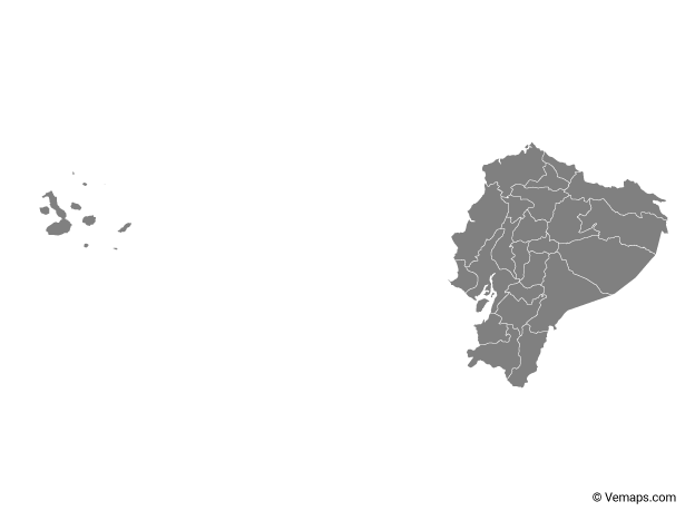 Grey Map of Ecuador with Provinces