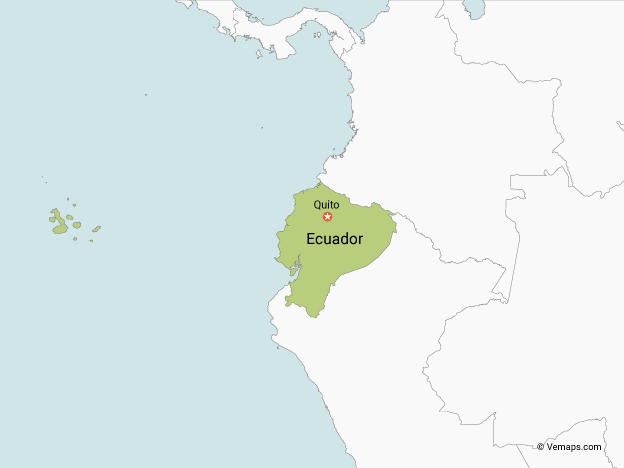 Map of Ecuador with Neighbouring Countries