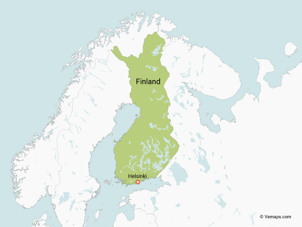 Map of Finland with Neighbouring Countries