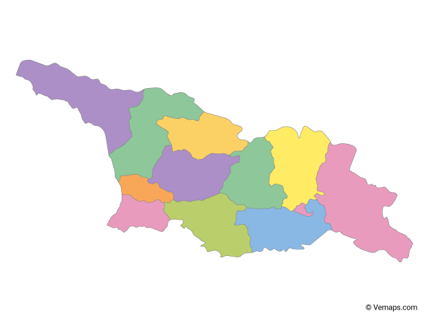 Multicolor Map of Georgia with Regions