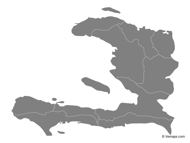 Grey Map of Haiti with Departments