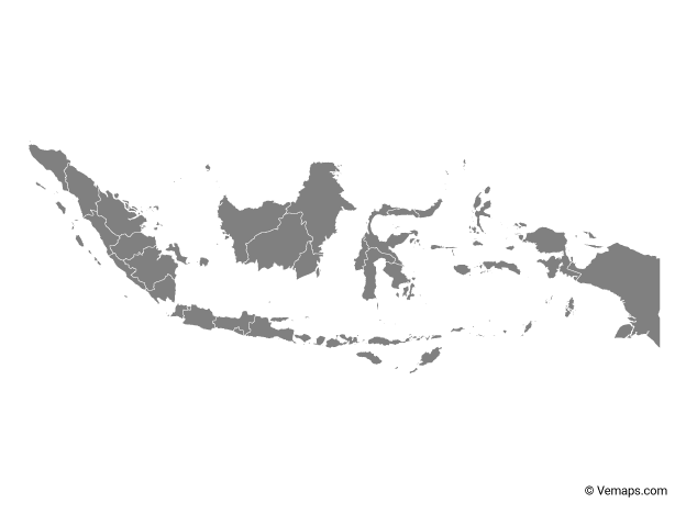 Grey Map of Indonesia with Provinces