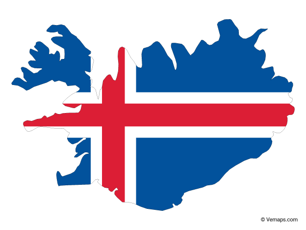 Flag Map of Iceland