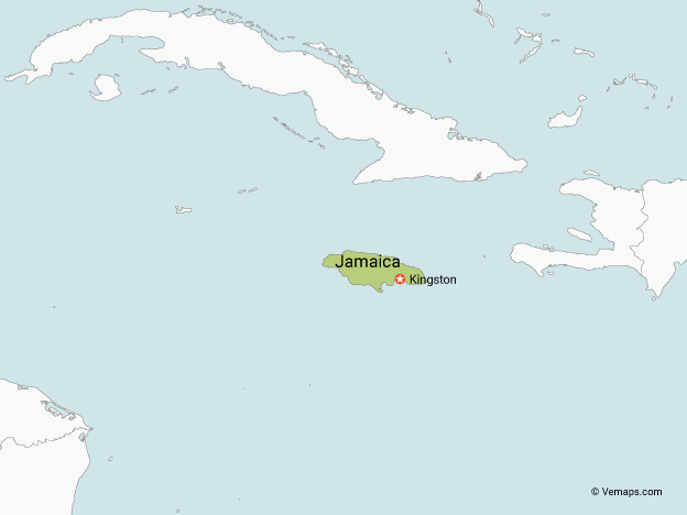 Map of Jamaica with Neighbouring Countries