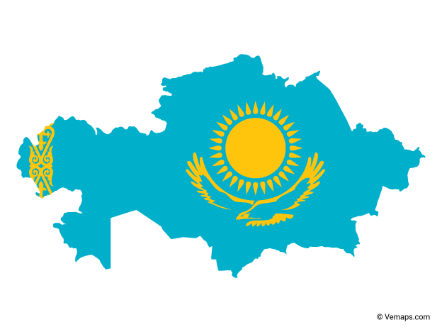 Flag Map of Kazakhstan