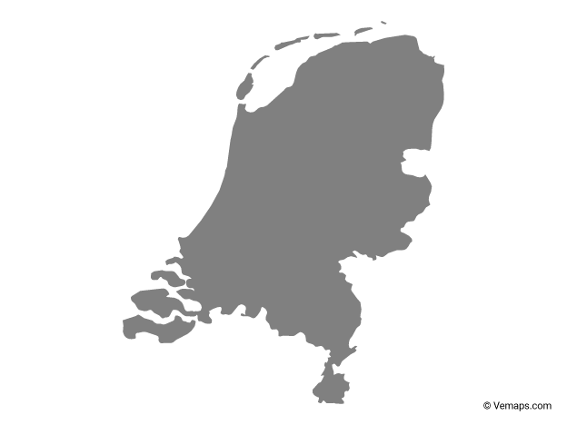 Grey Map of Netherlands