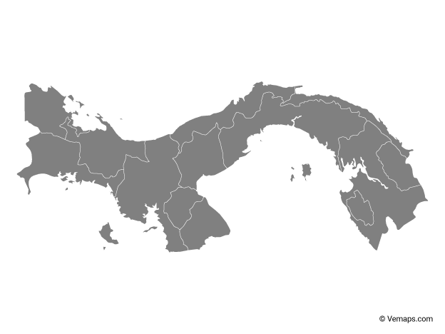 Grey Map of Panama with Provinces