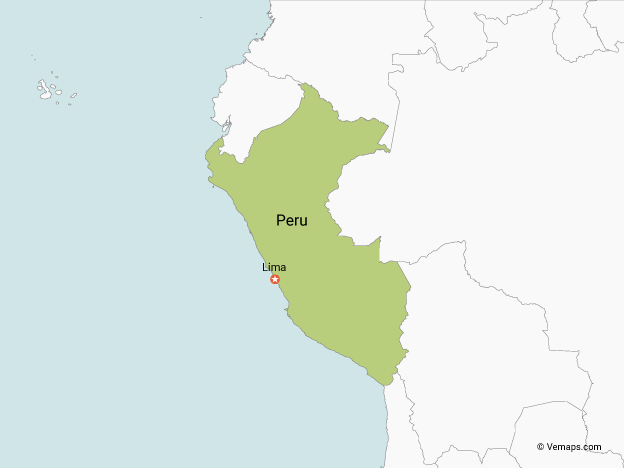 Map of Peru with Neighbouring Countries