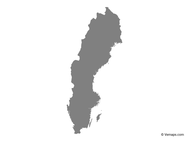 Grey Map of Sweden