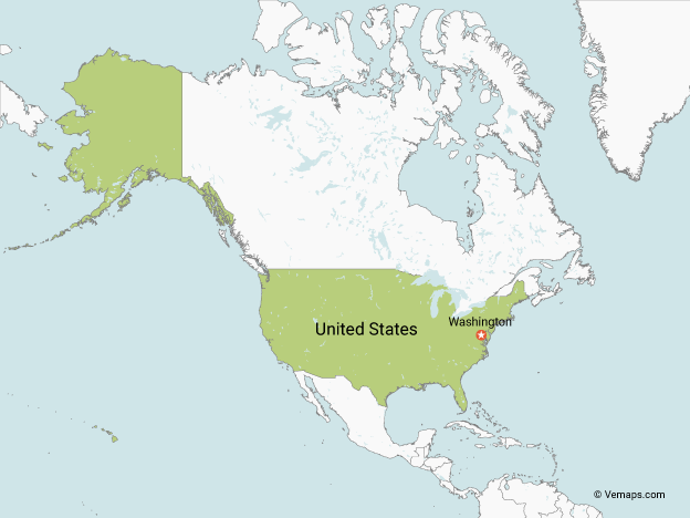 Map of the United States with Neighbouring Countries