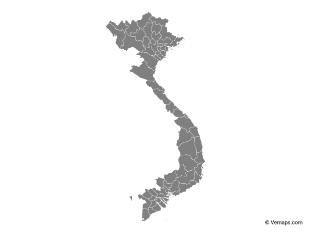 Grey Map of Vietnam with Provinces