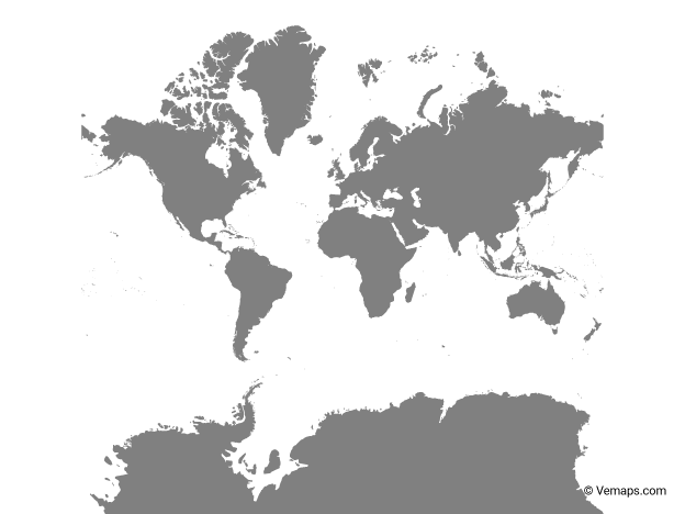 Grey Map of the World with Antarctica